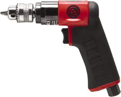 Chicago Pneumatic - 1/4" Keyed Chuck - Pistol Grip Handle, 3,300 RPM, 0.3 hp, 90 psi - Americas Industrial Supply