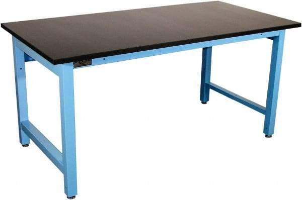 Proline - 60 Wide x 30" Deep x 36" High, Epoxy Resin Workbench - Adjustable Height Legs, Blue - Americas Industrial Supply