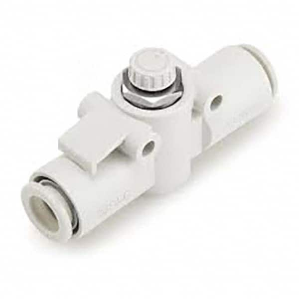 SMC PNEUMATICS - Speed & Flow Control Valves Valve Type: Flow Control Offset Inline Male Thread Size: 1/4 - Americas Industrial Supply