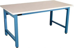 Proline - 60 Wide x 30" Deep x 36" High, Plastic Laminate Workbench - Adjustable Height Legs, Blue - Americas Industrial Supply