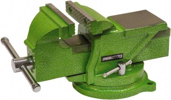 OEM Tools - 4" Jaw Width, 4" Opening Capacity, 1-57/64" Throat Depth, Cast Iron Swivel Bench Vise - Bolt Down Base Attachment - Americas Industrial Supply