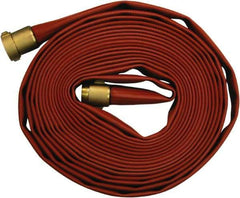 Dixon Valve & Coupling - 1-1/2" ID, 225 Working psi, White Polyester/Rubber Fire Hose, Single Jacket - Male x Female NST (NH) Ends, 100' Long, 675 Burst psi - Americas Industrial Supply