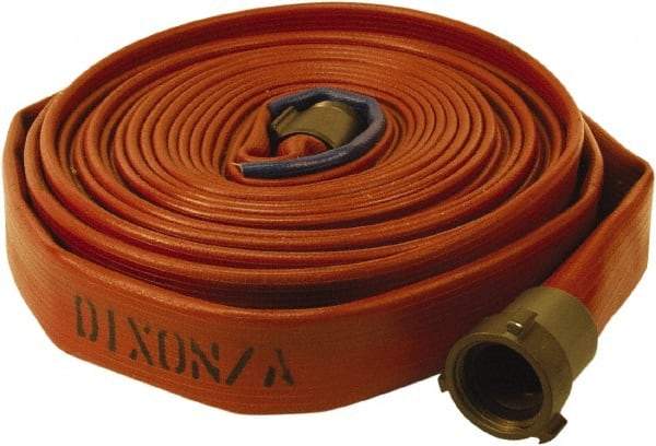 Dixon Valve & Coupling - 2-1/2" ID, 225 Working psi, Red Nitrile Fire Hose - Male x Female NST (NH) Ends, 50' Long, 675 Burst psi - Americas Industrial Supply