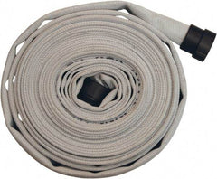 Dixon Valve & Coupling - 1-1/2" ID, 135 Working psi, White Polyester/Rubber Fire Hose, Single Jacket - Male x Female NPSH Ends, 50' Long, 405 Burst psi - Americas Industrial Supply