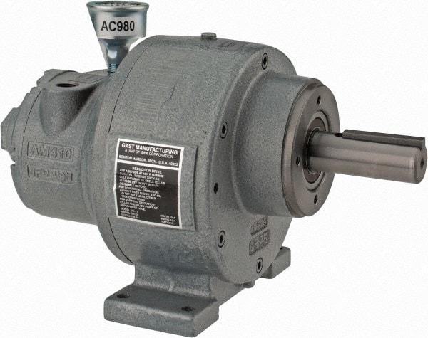 Gast - 1-1/4 hp Reversible Face/Foot Air Actuated Motor - 15:1 Gear Ratio, 200 Max RPM, 11.56" OAL, 1" Shaft Diam - Americas Industrial Supply