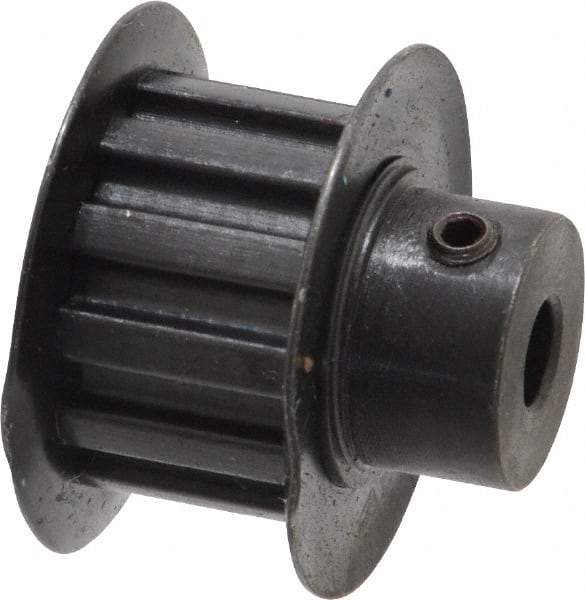 Power Drive - 12 Tooth, 3/16" Inside x 0.744" Outside Diam, Timing Belt Pulley - 1/4, 3/8" Belt Width, 0.764" Pitch Diam, Steel & Cast Iron - Americas Industrial Supply