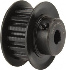 Power Drive - 16 Tooth, 1/4" Inside x 1" Outside Diam, Timing Belt Pulley - 1/4, 3/8" Belt Width, 1.019" Pitch Diam, Steel & Cast Iron - Americas Industrial Supply