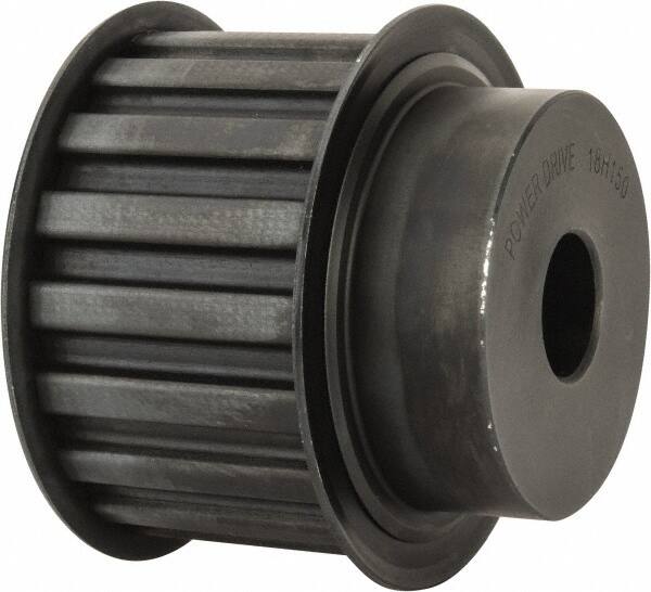 Power Drive - 18 Tooth, 3/4" Inside x 2.811" Outside Diam, Timing Belt Pulley - 1-1/2" Belt Width, 2.865" Pitch Diam, Steel & Cast Iron - Americas Industrial Supply