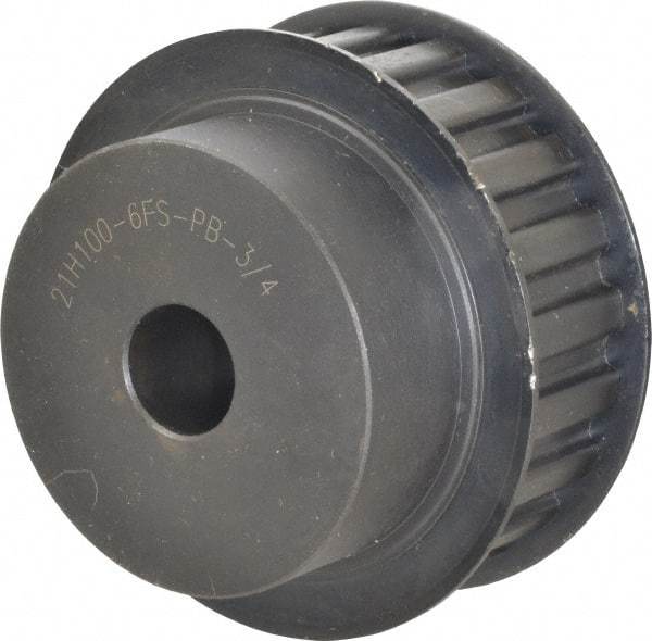 Power Drive - 21 Tooth, 3/4" Inside x 3.288" Outside Diam, Timing Belt Pulley - 3/4, 1" Belt Width, 3.342" Pitch Diam, Steel & Cast Iron - Americas Industrial Supply