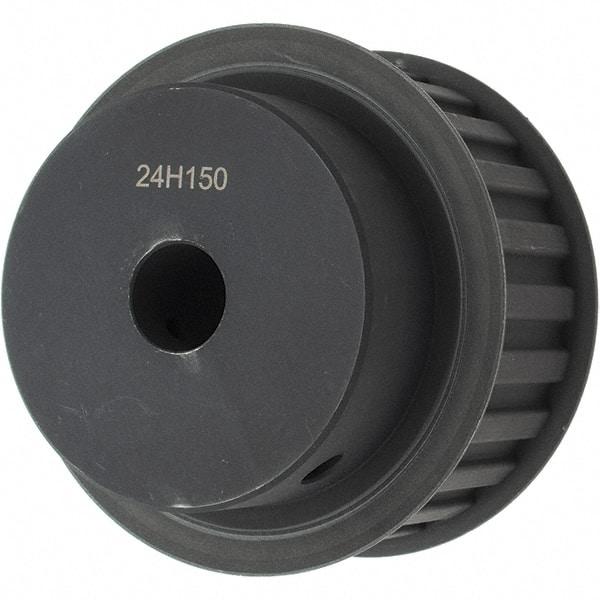 Power Drive - 24 Tooth, 3/4" Inside x 3.766" Outside Diam, Timing Belt Pulley - 1-1/2" Belt Width, 3.82" Pitch Diam, Steel & Cast Iron - Americas Industrial Supply