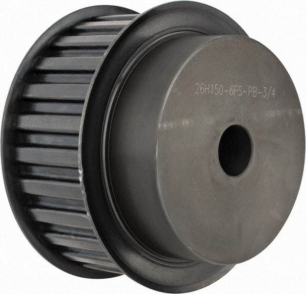 Power Drive - 26 Tooth, 3/4" Inside x 4.084" Outside Diam, Timing Belt Pulley - 1-1/2" Belt Width, 4.138" Pitch Diam, Steel & Cast Iron - Americas Industrial Supply