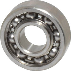 Value Collection - 3/64" Bore Diam, 5/32" OD, Open Miniature Radial Ball Bearing - 1/16" Wide, 1 Row, Round Bore, 9 Lb Static Capacity, 31 Lb Dynamic Capacity - Americas Industrial Supply