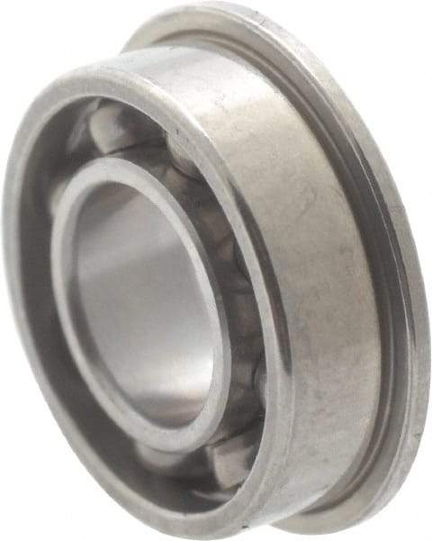 Value Collection - 3/16" Bore Diam, 5/16" OD, Open Miniature Radial Ball Bearing - 7/64" Wide, With Flange, 1 Row, Round Bore, 29 Lb Static Capacity, 81 Lb Dynamic Capacity - Americas Industrial Supply