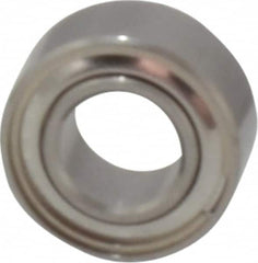 Value Collection - 1/8" Bore Diam, 1/4" OD, Double Shield Miniature Radial Ball Bearing - 7/64" Wide, 1 Row, Round Bore, 20 Lb Static Capacity, 64 Lb Dynamic Capacity - Americas Industrial Supply