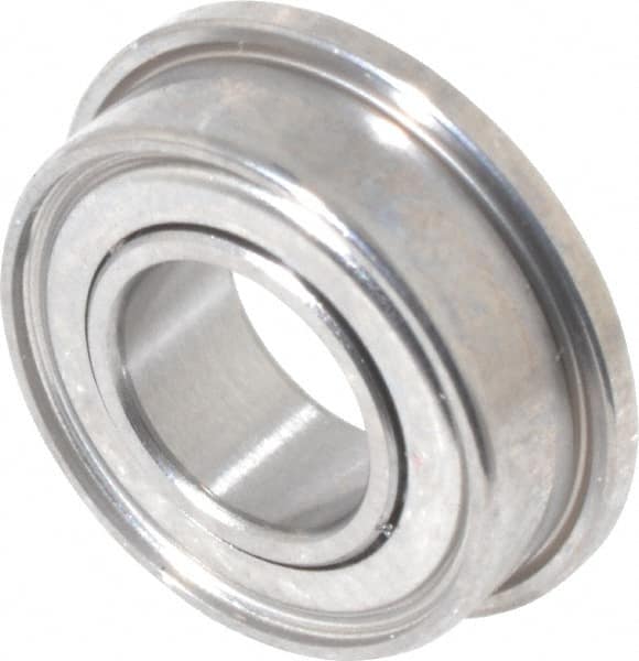 Value Collection - 3/16" Bore Diam, 3/8" OD, Double Shield Miniature Radial Ball Bearing - 1/8" Wide, With Flange, 1 Row, Round Bore, 56 Lb Static Capacity, 160 Lb Dynamic Capacity - Americas Industrial Supply