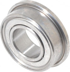 Value Collection - 3/16" Bore Diam, 3/8" OD, Double Shield Miniature Radial Ball Bearing - 1/8" Wide, With Flange, 1 Row, Round Bore, 56 Lb Static Capacity, 160 Lb Dynamic Capacity - Americas Industrial Supply