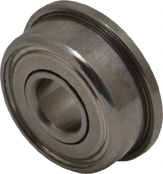 Value Collection - 1/8" Bore Diam, 3/8" OD, Double Shield Miniature Radial Ball Bearing - 9/64" Wide, With Flange, 1 Row, Round Bore, 49 Lb Static Capacity, 144 Lb Dynamic Capacity - Americas Industrial Supply