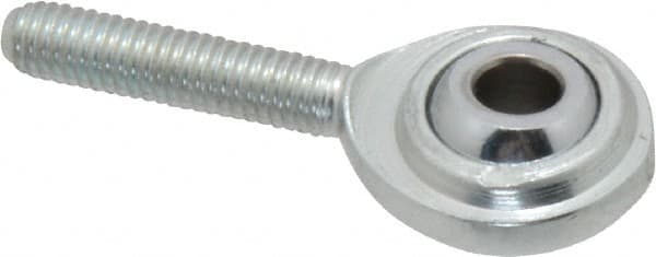 Made in USA - 3/16" ID, 5/8" Max OD, 1,210 Lb Max Static Cap, Plain Male Spherical Rod End - 10-32 RH, Steel with Steel Raceway - Americas Industrial Supply