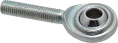 Made in USA - 1/4" ID, 3/4" Max OD, 2,225 Lb Max Static Cap, Plain Male Spherical Rod End - 1/4-28 RH, Steel with Steel Raceway - Americas Industrial Supply