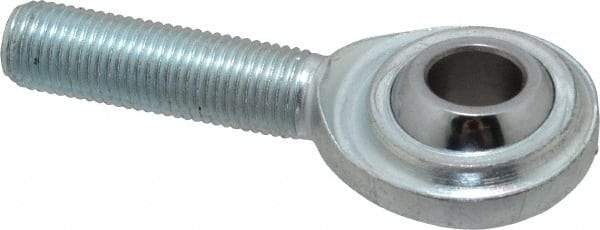 Made in USA - 3/8" ID, 1" Max OD, 5,100 Lb Max Static Cap, Plain Male Spherical Rod End - 3/8-24 RH, Steel with Steel Raceway - Americas Industrial Supply