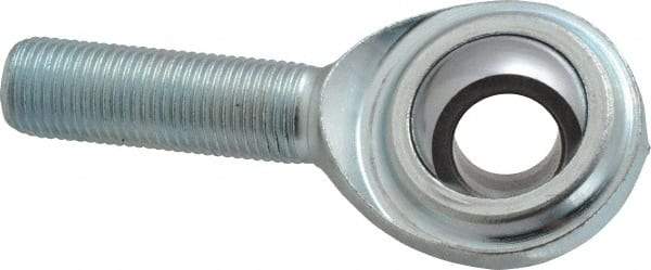 Made in USA - 1/2" ID, 1-5/16" Max OD, 8,386 Lb Max Static Cap, Plain Male Spherical Rod End - 1/2-20 RH, Steel with Steel Raceway - Americas Industrial Supply