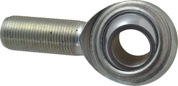 Made in USA - 3/4" ID, 1-3/4" Max OD, 14,290 Lb Max Static Cap, Plain Male Spherical Rod End - 3/4-16 RH, Steel with Steel Raceway - Americas Industrial Supply