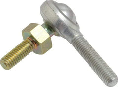 Made in USA - 3/16" ID, 5/8" Max OD, 1,210 Lb Max Static Cap, Male Spherical Rod End with Stud - 10-32 RH, Steel with Steel Raceway - Americas Industrial Supply