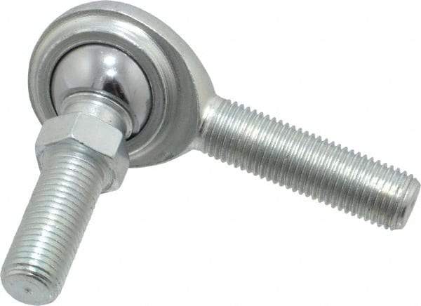 Made in USA - 3/8" ID, 1" Max OD, 5,100 Lb Max Static Cap, Male Spherical Rod End with Stud - 3/8-24 RH, Steel with Steel Raceway - Americas Industrial Supply