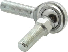 Made in USA - 7/16" ID, 1-1/8" Max OD, 6,402 Lb Max Static Cap, Male Spherical Rod End with Stud - 7/16-20 RH, Steel with Steel Raceway - Americas Industrial Supply