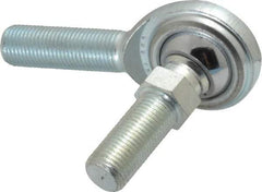 Made in USA - 1/2" ID, 1-5/16" Max OD, 8,386 Lb Max Static Cap, Male Spherical Rod End with Stud - 1/2-20 RH, Steel with Steel Raceway - Americas Industrial Supply