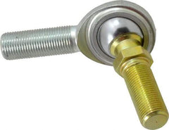 Made in USA - 5/8" ID, 1-1/2" Max OD, 9,813 Lb Max Static Cap, Male Spherical Rod End with Stud - 5/8-18 RH, Steel with Steel Raceway - Americas Industrial Supply