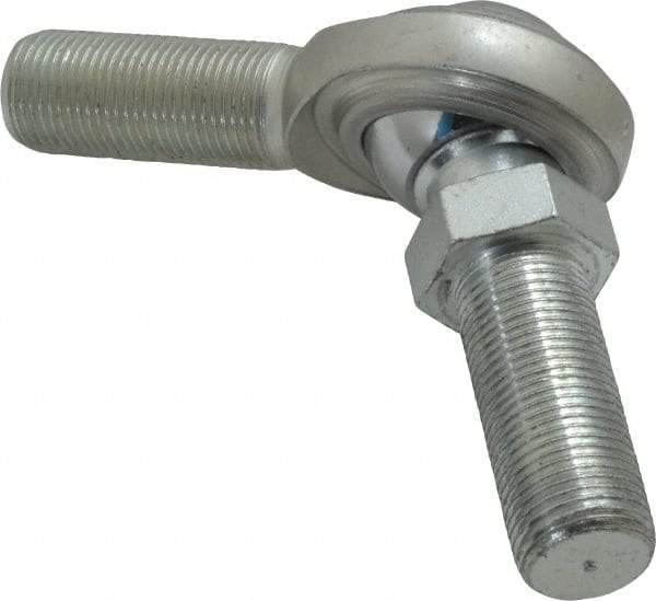 Made in USA - 3/4" ID, 1-3/4" Max OD, 14,290 Lb Max Static Cap, Male Spherical Rod End with Stud - 3/4-16 RH, Steel with Steel Raceway - Americas Industrial Supply