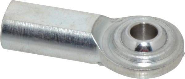 Made in USA - 1/4" ID, 3/4" Max OD, 2,225 Lb Max Static Cap, Plain Female Spherical Rod End - 1/4-28 RH, Steel with Steel Raceway - Americas Industrial Supply