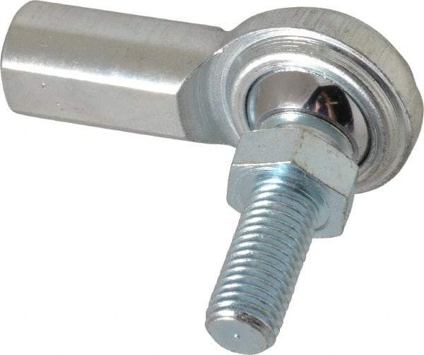 Made in USA - 5/16" ID, 7/8" Max OD, 3,600 Lb Max Static Cap, Female Spherical Rod End with Stud - 5/16-24 RH, Steel with Steel Raceway - Americas Industrial Supply