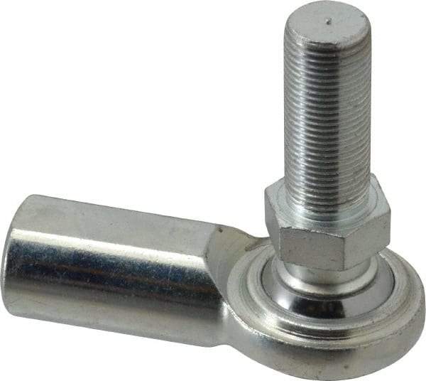 Made in USA - 3/4" ID, 1-3/4" Max OD, 14,290 Lb Max Static Cap, Female Spherical Rod End with Stud - 3/4-16 RH, Steel with Steel Raceway - Americas Industrial Supply