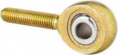 Made in USA - 1/2" ID, 1-5/16" Max OD, 16,242 Lb Max Static Cap, Male Spherical Rod End with Stud - 1/2-20 RH, Alloy Steel with Steel Raceway - Americas Industrial Supply