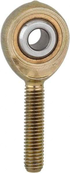 Made in USA - 3/16" ID, 5/8" Max OD, 1,174 Lb Max Static Cap, Plain Male Spherical Rod End - 10-32 RH, Steel with Bronze Raceway - Americas Industrial Supply