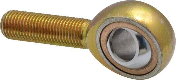 Made in USA - 7/16" ID, 1-1/8" Max OD, 4,244 Lb Max Static Cap, Plain Male Spherical Rod End - 7/16-20 RH, Steel with Bronze Raceway - Americas Industrial Supply