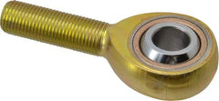 Made in USA - 1/2" ID, 1-5/16" Max OD, 6,700 Lb Max Static Cap, Plain Male Spherical Rod End - 1/2-20 RH, Steel with Bronze Raceway - Americas Industrial Supply