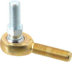 Made in USA - 3/8" ID, 1" Max OD, 4,012 Lb Max Static Cap, Male Spherical Rod End with Stud - 3/8-24 RH, Steel with Bronze Raceway - Americas Industrial Supply