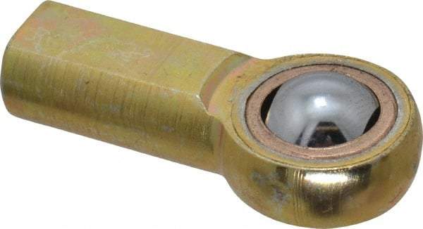 Made in USA - 3/16" ID, 5/8" Max OD, 1,624 Lb Max Static Cap, Plain Female Spherical Rod End - 10-32 RH, Steel with Bronze Raceway - Americas Industrial Supply