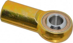 Made in USA - 7/16" ID, 1-1/8" Max OD, 4,300 Lb Max Static Cap, Plain Female Spherical Rod End - 7/16-20 RH, Steel with Bronze Raceway - Americas Industrial Supply