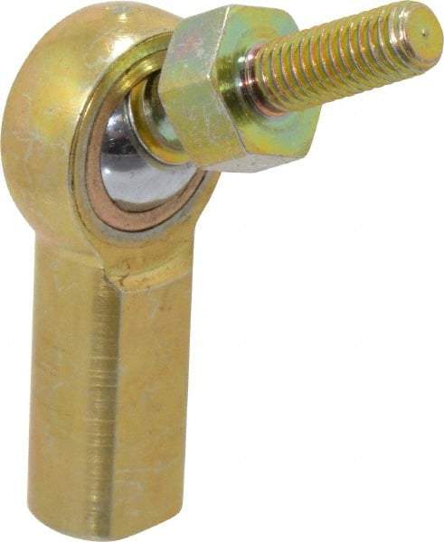 Made in USA - 3/16" ID, 5/8" Max OD, 1,624 Lb Max Static Cap, Female Spherical Rod End with Stud - 10-32 RH, Steel with Bronze Raceway - Americas Industrial Supply