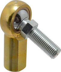 Made in USA - 7/16" ID, 1-1/8" Max OD, 4,300 Lb Max Static Cap, Female Spherical Rod End with Stud - 7/16-20 RH, Steel with Bronze Raceway - Americas Industrial Supply