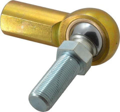 Made in USA - 3/4" ID, 1-3/4" Max OD, 11,550 Lb Max Static Cap, Female Spherical Rod End with Stud - 3/4-16 RH, Steel with Bronze Raceway - Americas Industrial Supply