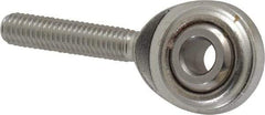 Made in USA - 3/16" ID, 5/8" Max OD, 912 Lb Max Static Cap, Plain Male Spherical Rod End - 10-32 RH, Stainless Steel with Stainless Steel Raceway - Americas Industrial Supply