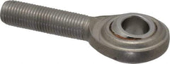 Made in USA - 3/8" ID, 1" Max OD, 3,040 Lb Max Static Cap, Plain Male Spherical Rod End - 3/8-24 RH, Stainless Steel with Stainless Steel Raceway - Americas Industrial Supply