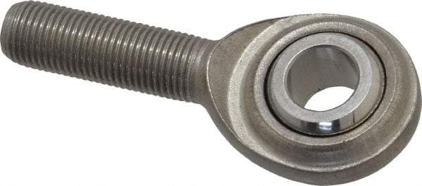 Made in USA - 1/2" ID, 1-5/16" Max OD, 4,700 Lb Max Static Cap, Plain Male Spherical Rod End - 1/2-20 RH, Stainless Steel with Stainless Steel Raceway - Americas Industrial Supply