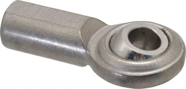 Made in USA - 5/16" ID, 7/8" Max OD, 2,100 Lb Max Static Cap, Plain Female Spherical Rod End - 5/16-24 RH, Stainless Steel with Stainless Steel Raceway - Americas Industrial Supply