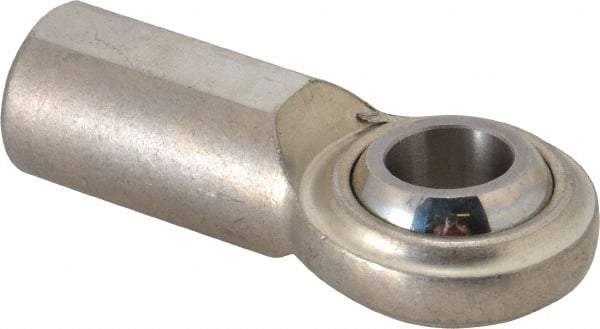 Made in USA - 3/4" ID, 1-3/4" Max OD, 7,520 Lb Max Static Cap, Plain Female Spherical Rod End - 3/4-16 RH, Stainless Steel with Stainless Steel Raceway - Americas Industrial Supply